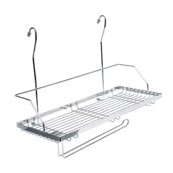 полка одноярусная для рейлинга с держателем для полотенца TODELIA 395х220х340мм хром