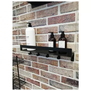 полка прямая с крючками PROFFERO 45х16х8,5см металл черный муар