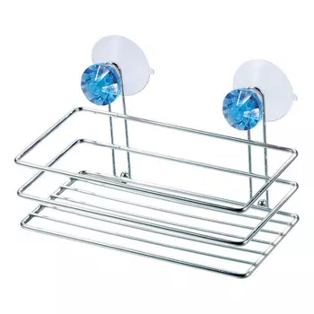 полка РЫЖИЙ КОТ Бриллиант на присосках металл хром/синий