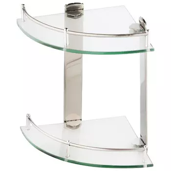 полка угловая 2-ярусная РЫЖИЙ КОТ нерж.сталь стекло/хром