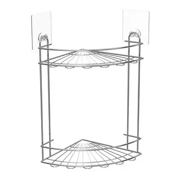 полка угловая KLIEBER Lite 2-х ярусная на силиконовом креплении хром