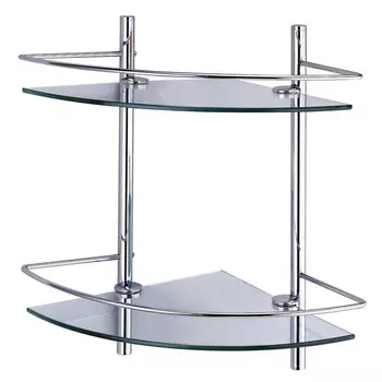 полка угловая WASSER KRAFT двойная с ограничителем стекло