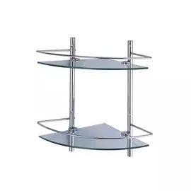 полка угловая WASSER KRAFT двойная с ограничителем стекло