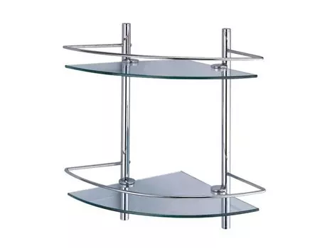 полка угловая WASSER KRAFT двойная с ограничителем стекло