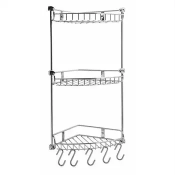 полка угловая WASSERKRAFT K-1233 3 яруса с 5-ю крючками металл хром