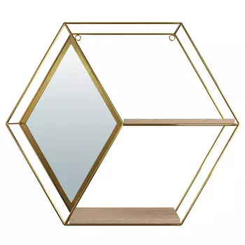 полка-зеркало подвесная QWERTY Ромб 460х100х400мм золото