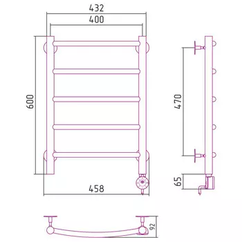 полотенцесушитель электрический СУНЕРЖА Галант 600х400 300Вт правый