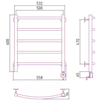 полотенцесушитель электрический СУНЕРЖА Галант 600х500 300Вт правый