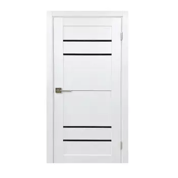 полотно дверное ДВЕРИ ГУД Х2 ПО 800мм Белый бланко ПВХ стекло лакобель черный