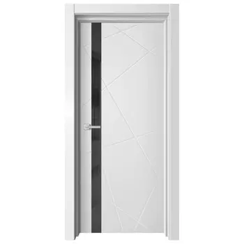 полотно дверное ДВЕРИ ГУД PR-2 Белый софт стекло лакобель чёрный 200х80см ПВХ