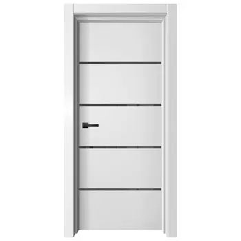 полотно дверное ДВЕРИ ГУД PR-3 Белый софт стекло лакобель чёрный 200х80см ПВХ