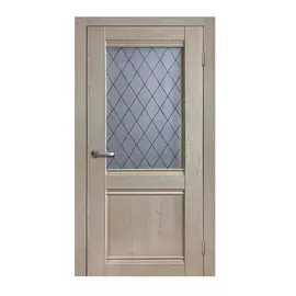 полотно дверное ДВЕРИ ГУД Салют-3 ПО 800мм Дуб эдисон ламинация стекло витраж ромб