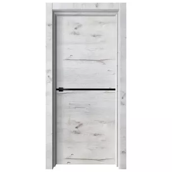 полотно дверное ДВЕРИ ГУД Wood-1 Дуб арктик глухое с декоративной вставкой 200х80см ПВХ