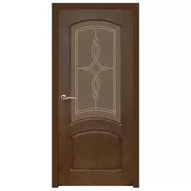 полотно дверное РЖЕВДОРС Classic 321 ПО 800мм тон 46 шпон дуба лак стекло вензель матовое