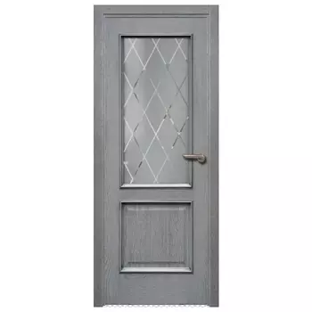 полотно дверное РЖЕВДОРС Вельми 1 109 ПО 700мм Серая патина шпон дуба лак стекло Диамант