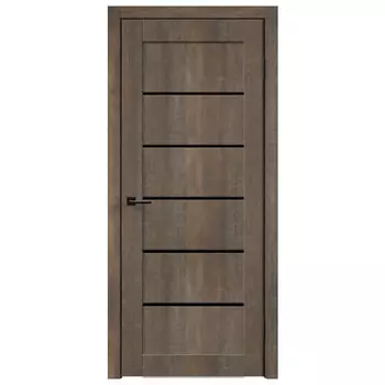 полотно дверное VELLDORIS Linea 1 Медь стекло Лакобель чёрное 200х70см ПВХ