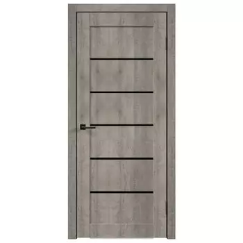 полотно дверное VELLDORIS Linea 1 Сталь стекло Лакобель чёрное 200х70см ПВХ