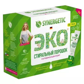 порошок стиральный SYNERGETIC Эко Универсальный 20 стиков 500г концентрат