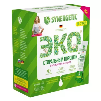 порошок стиральный SYNERGETIC Эко Универсальный 50 стиков 1,25кг концентрат