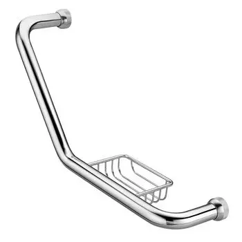 поручень для ванной комнаты WasserKRAFT K-1077Right изогнутый с мыльницей 48,5 см металл хром