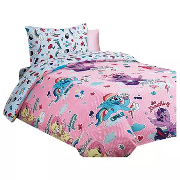 постельное белье 1,5сп MONA LIZA My Little Pony Десерт бязь 1 нав.50х70см розовое, арт.521515/02