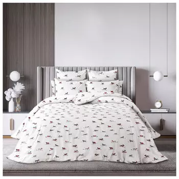 постельное белье 2сп ВОЛШЕБНАЯ НОЧЬ Таксы На Лыжах ранфорс 2 нав.50х70см, арт.796835