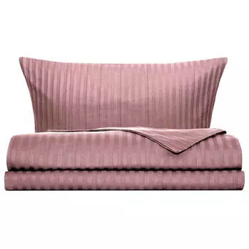 постельное белье евро СOTTONIKA сатин-страйп 2 нав.50х70см розовое, арт.Евро5х7стр.роз
