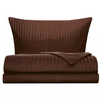 постельное белье евро СOTTONIKA сатин-страйп 2 нав.50х70см шоколадное, арт.Евро5х7стр.шок