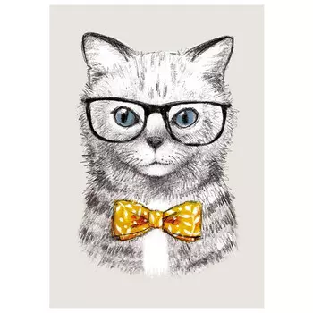 постер 210х297мм КОТ В ОЧКАХ