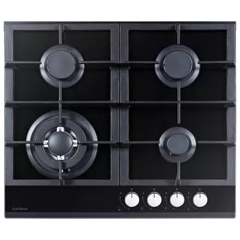 поверхность газ на стекле DARINA 1T3 C308 B 4 конфорки чугун черный