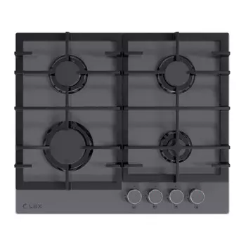 поверхность газ на стекле LEX GVG 642A GR 4 конфорки чугун серый