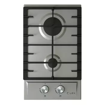 поверхность газовая LEX GVS 321 IX 2 конфорки, чугун серебристый