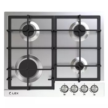 поверхность газовая LEX GVS 642 IX 4 конфорки чугун нерж.