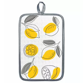 прихватка кухонная Лимоны графика 14х22см серая, арт.219-Лимоны