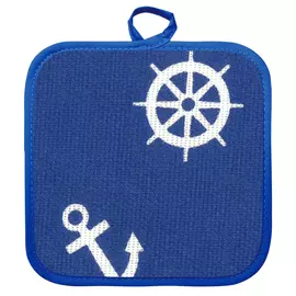 прихватка кухонная Якорь 18х18см синяя