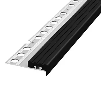 профиль для плитки ЛУКА алюм. ступень 9х25х2500мм черная накладка