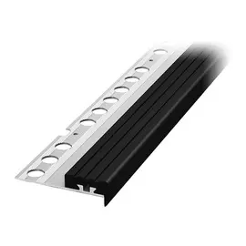 профиль для кафеля алюминиевый, ступень 9х25х2500 мм, черный, накладной, ПУ09