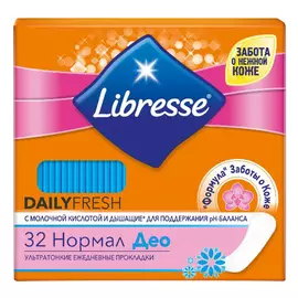 прокладки LIBRESSE Dailyfresh Нормал Део 32шт ежедневные