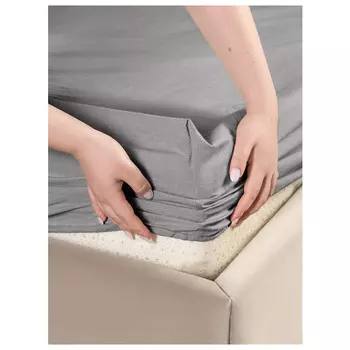 простыня на резинке PRIME PRIVE Смоген 160х200х30см вареный хлопок темно-серая, арт.1022.02368