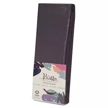 простыня PiCassa 220х240см сатин серая, арт.220 т-ср