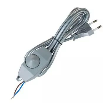 провод с евроштекером и диммируемым выключателем DUWI 2х0,75 мм2 2,5А 2м. серебро