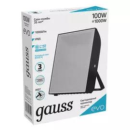 прожектор светодиодный GAUSS Evo 100Вт LED 10000Лм 6500K 240В IP65 черный