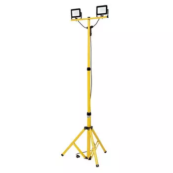 прожектор светодиодный GLANZEN 2x30Вт на штативе 6500К IP65 желтый