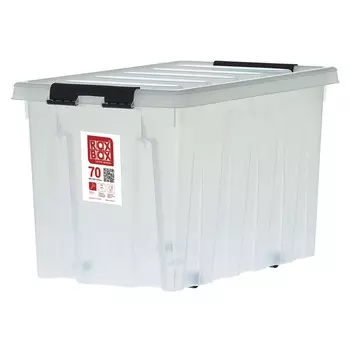ящик ROXBOX 70л 58х39х37см на колесах, с клипсами, крышкой прозрачный