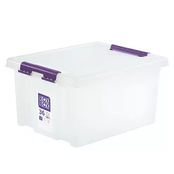 ящик ROXBOX Home 36л 50х39х25см с клипсами, крышкой прозрачный