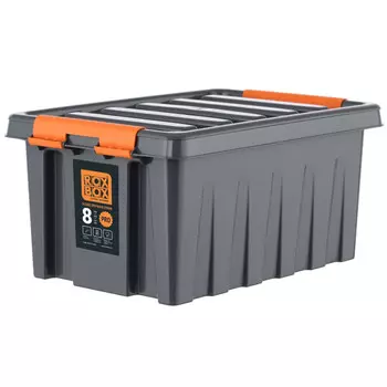 ящик ROXBOX Pro 8л 33x22x16см с клипсами, крышкой антрацитовый