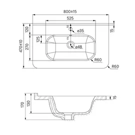 раковина для тумбы IDDIS Brick 80 см белый