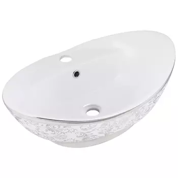 раковина накладная VITARTA Denisa 60см овал белая с узором