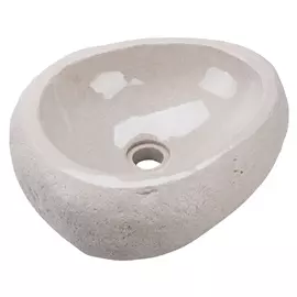 раковина накладная VITARTA Stone 44x37x14,5cм круг бежевая