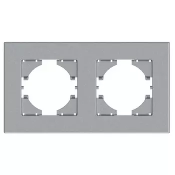 рамка 2 поста GUSI City горизонтальная серебро